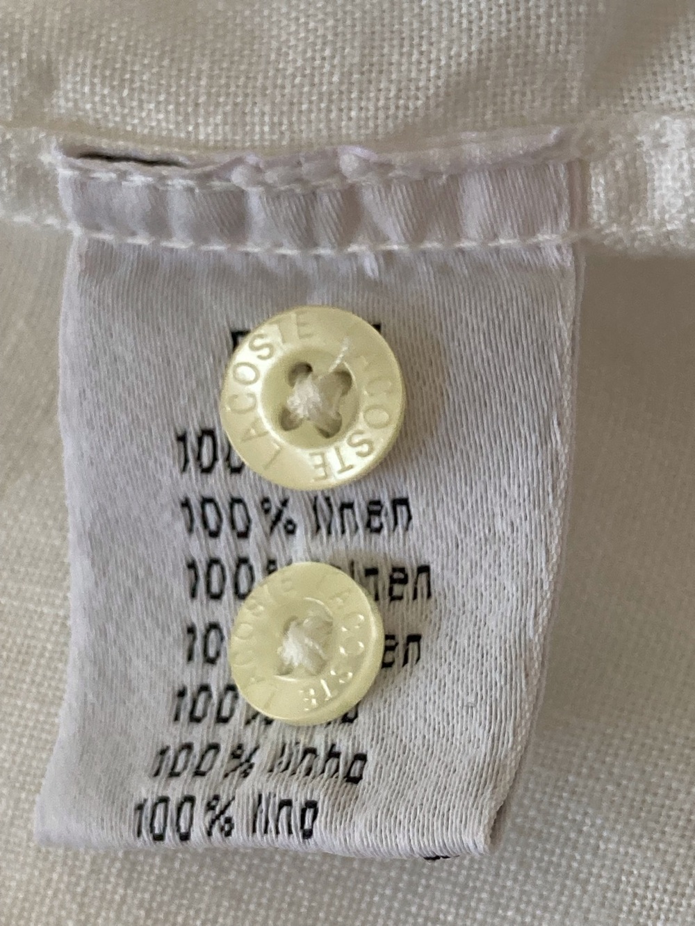 Lacoste 100% French Linen Men’s Reg.FitShirt White-Size 42 US-LG- Summer Preppy - Picture 7 of 13